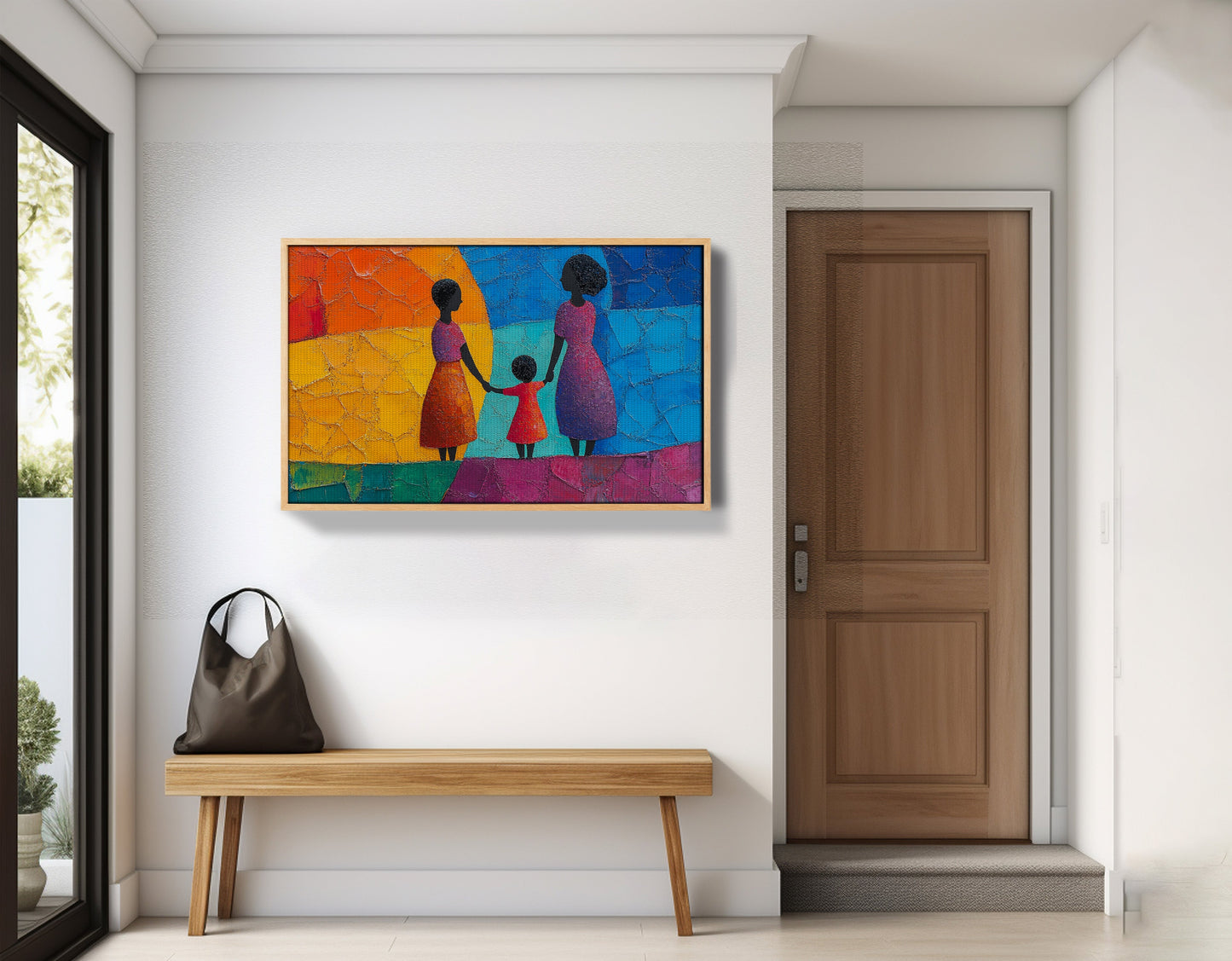 Black Mother and Child Abstract Black family wall art view 53