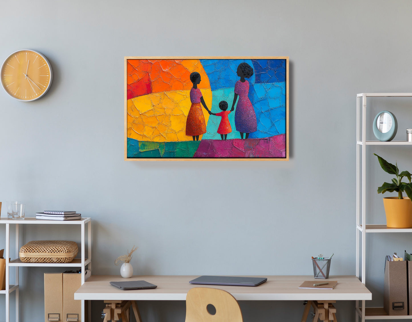 Black Mother and Child Abstract Black family wall art view 54