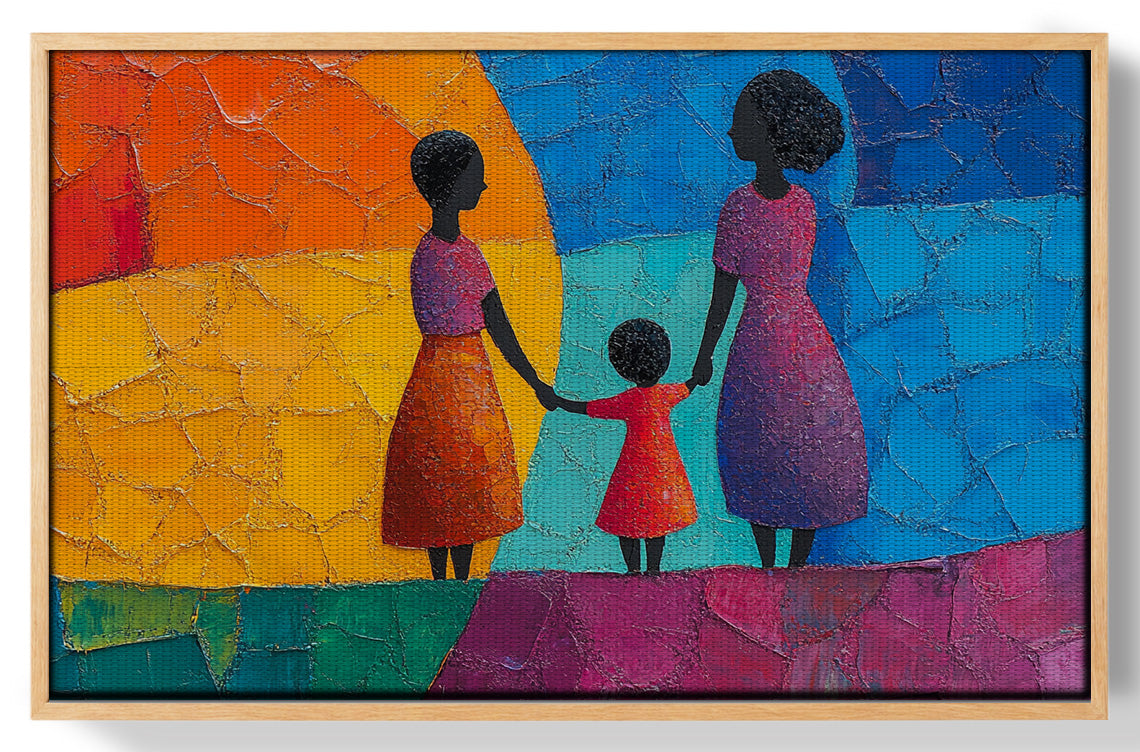 Black Mother and Child Abstract Black family wall art view 49