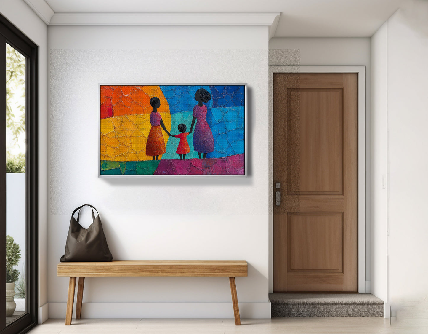 Black Mother and Child Abstract Black family wall art view 59