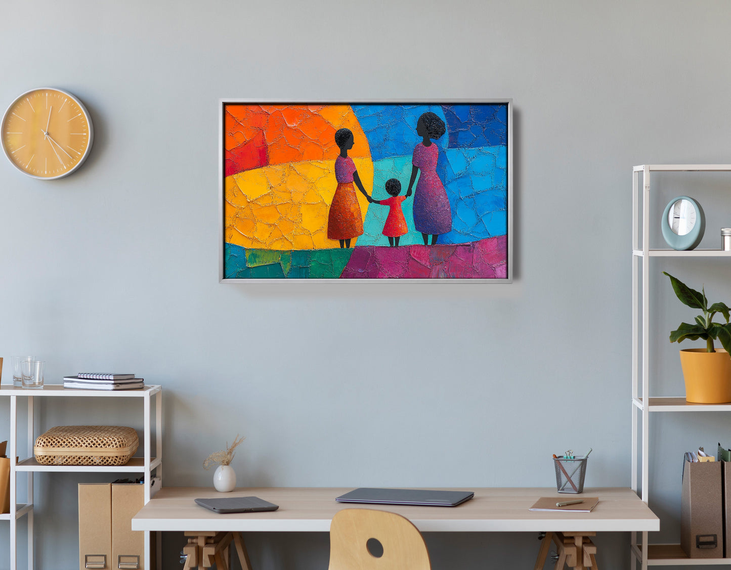 Black Mother and Child Abstract Black family wall art view 60