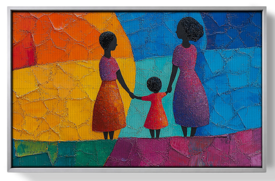 Black Mother and Child Abstract Black family wall art view 55