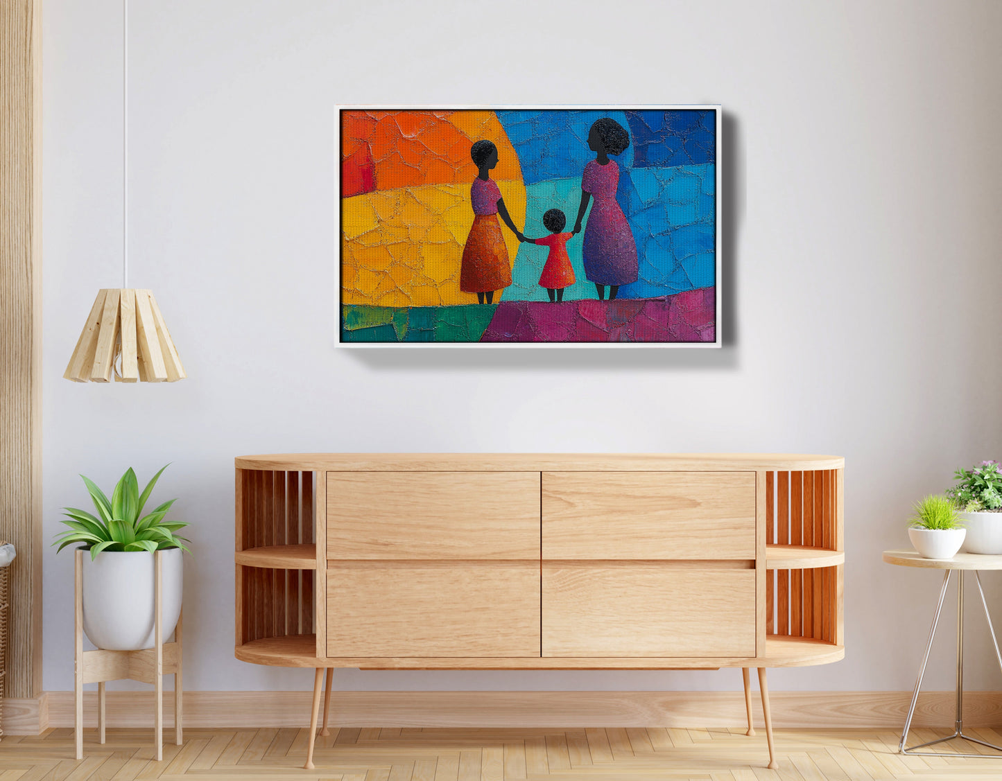 Black Mother and Child Abstract Black family wall art view 62