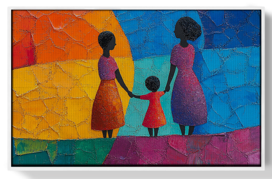 Black Mother and Child Abstract Black family wall art view 61