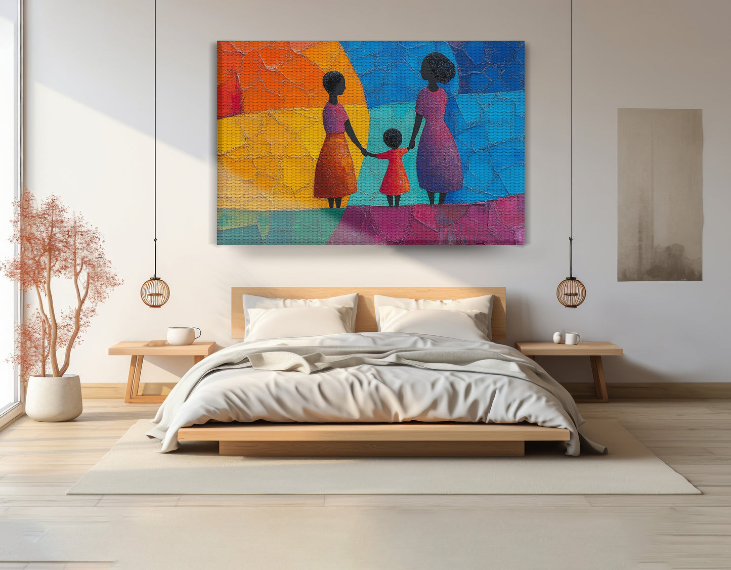 Black Mother and Child Abstract Black family wall art view 15