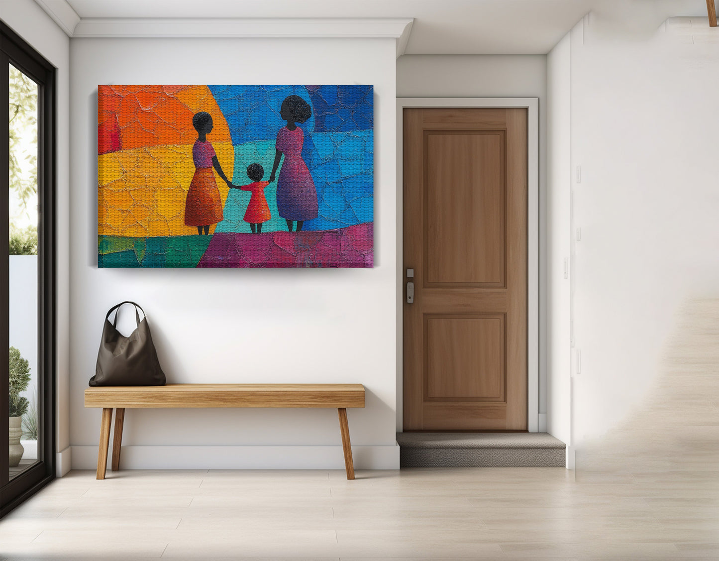 Black Mother and Child Abstract Black family wall art view 17