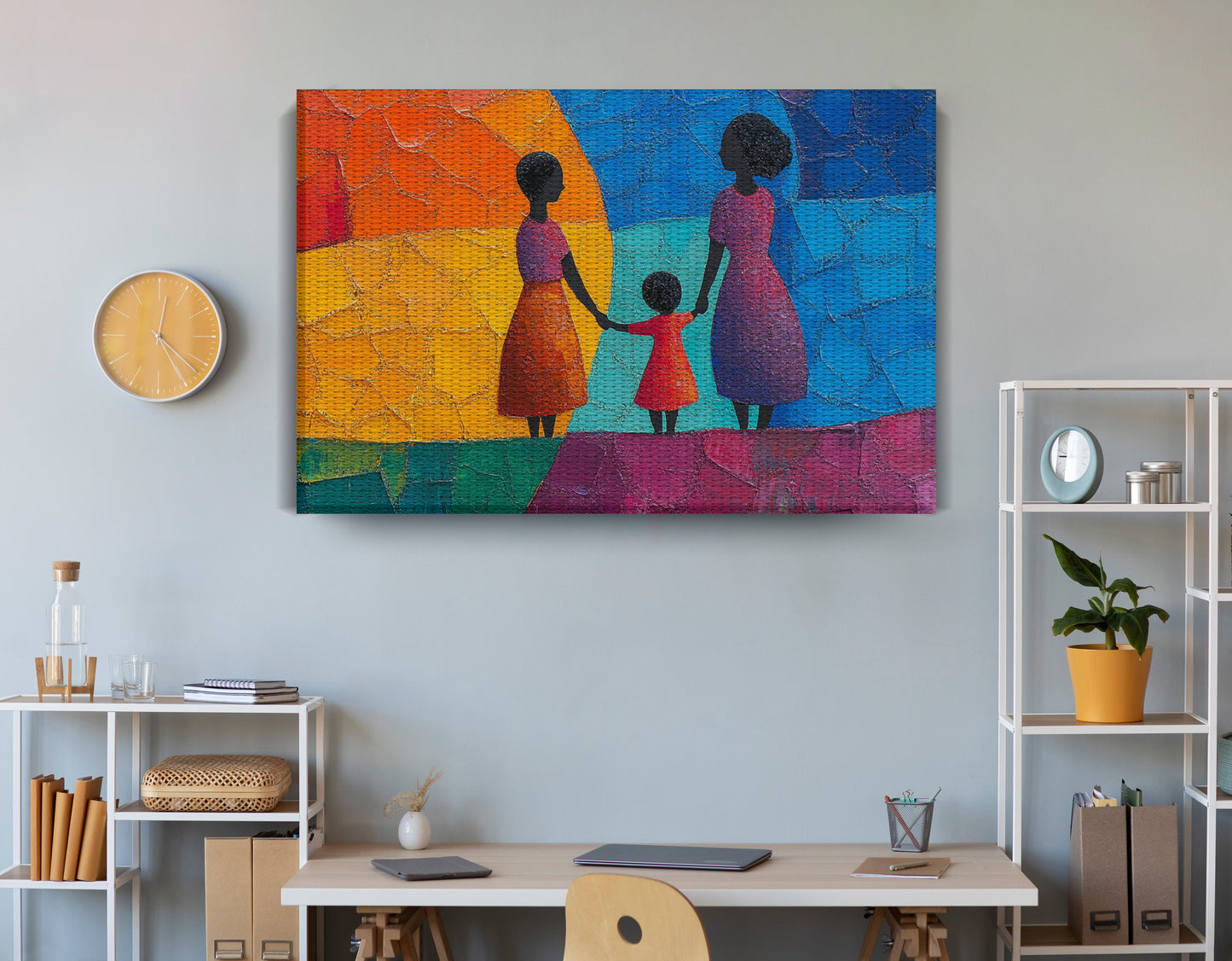 Black Mother and Child Abstract Black family wall art view 18