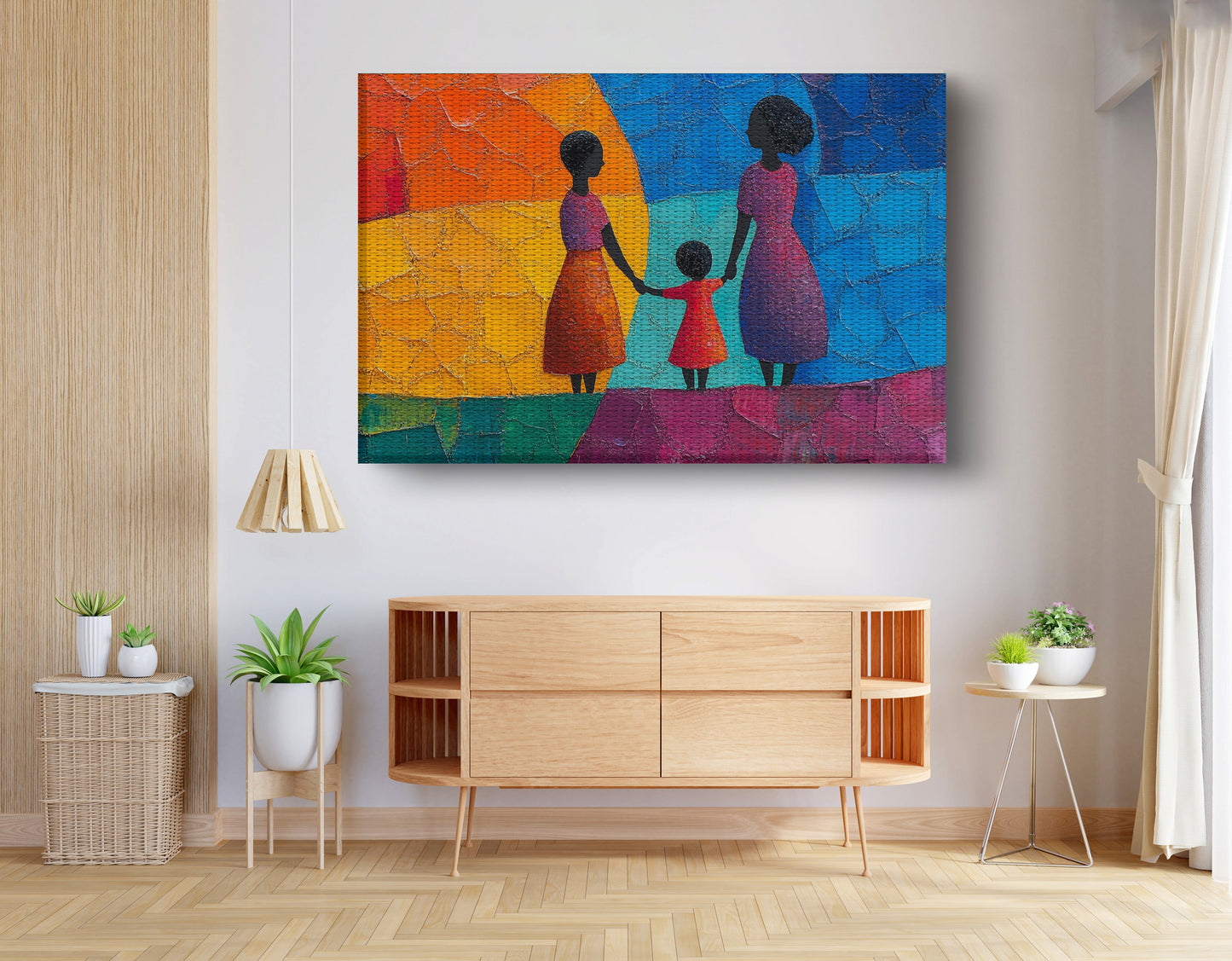 Black Mother and Child Abstract Black family wall art view 14