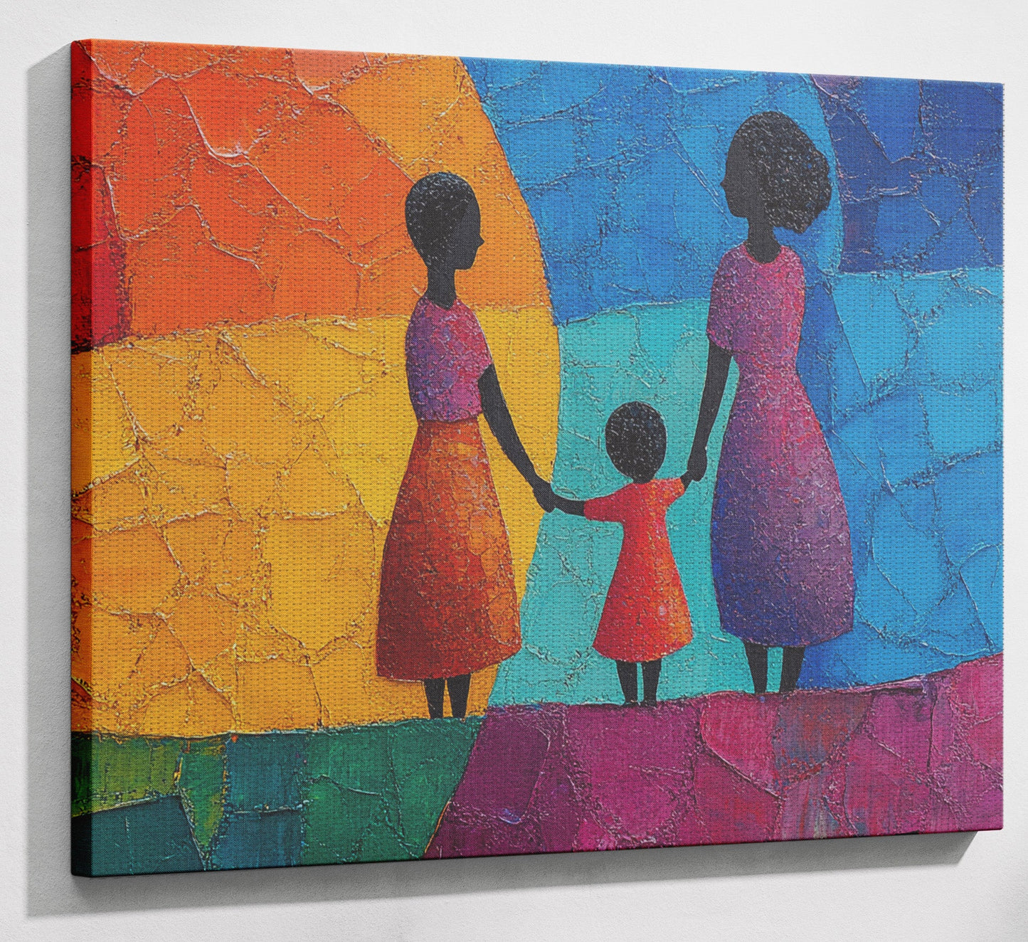Black Mother and Child Abstract Black family wall art view 13