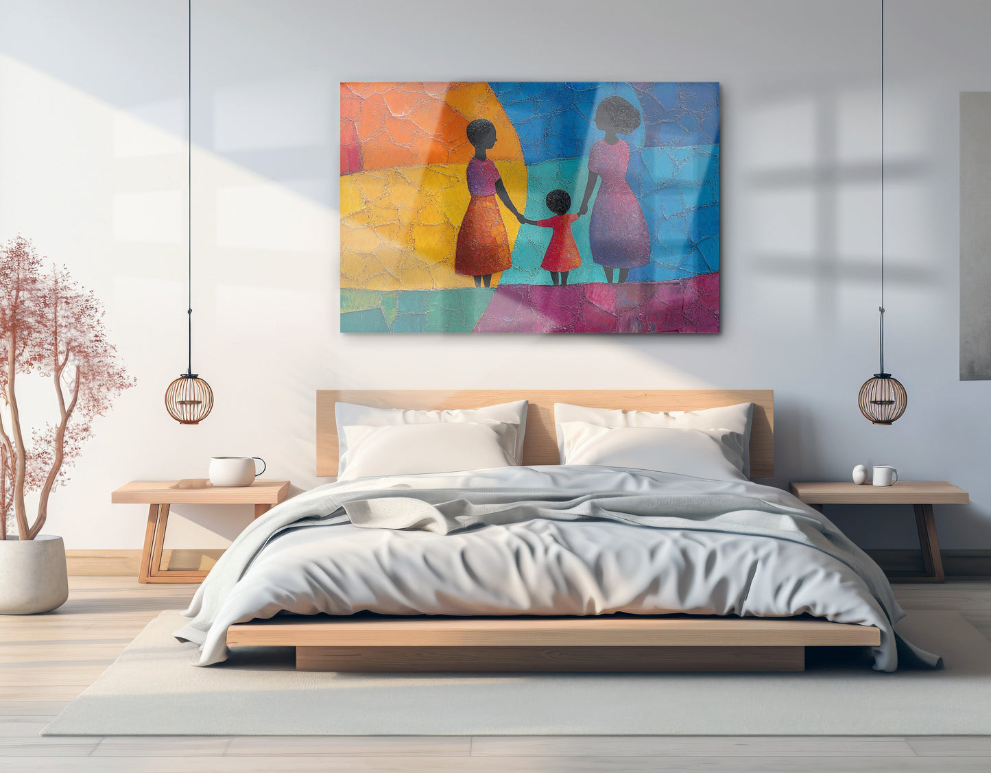 Black Mother and Child Abstract Black family wall art view 21