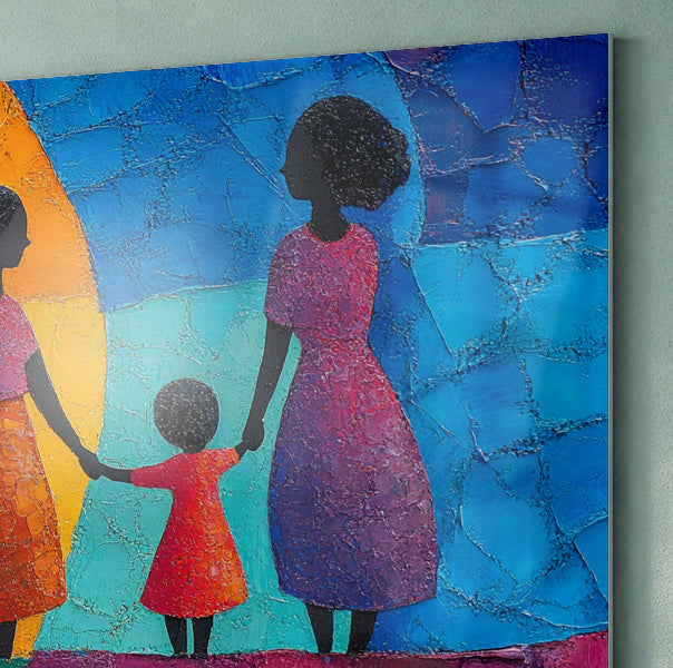Black Mother and Child Abstract Black family wall art view 22