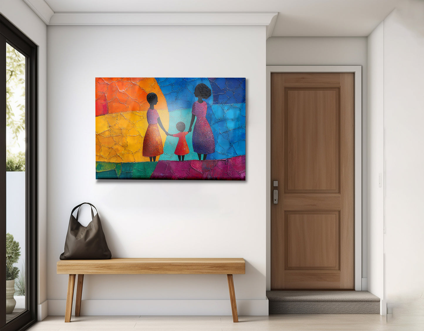 Black Mother and Child Abstract Black family wall art view 23