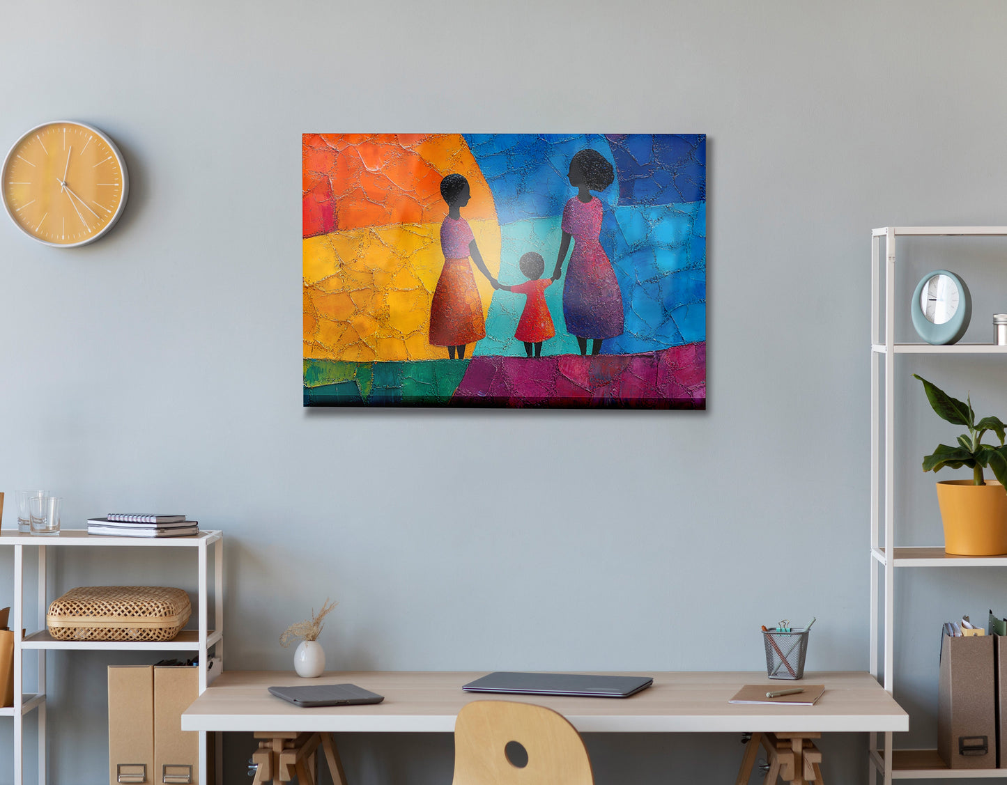 Black Mother and Child Abstract Black family wall art view 24