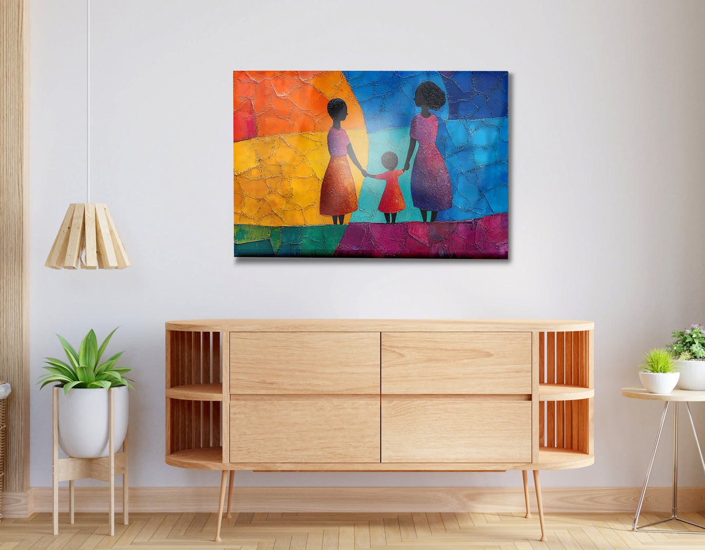 Black Mother and Child Abstract Black family wall art view 20