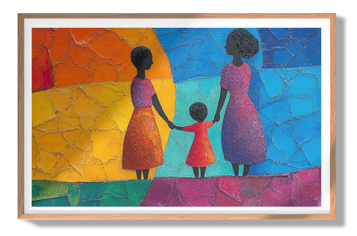 Black Mother and Child Abstract Black family wall art view 79