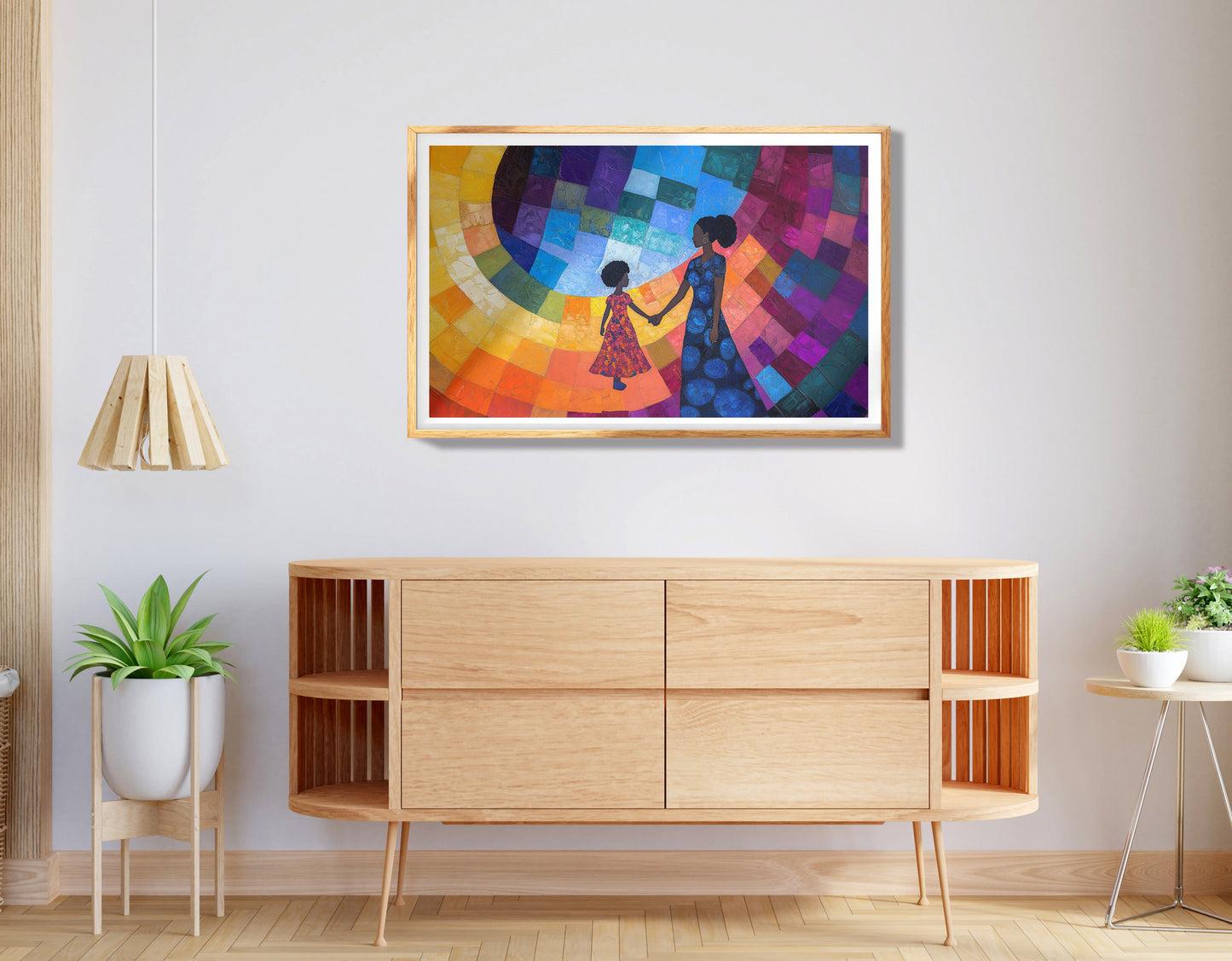 Black Mother and Child Abstract Black family wall art view 74