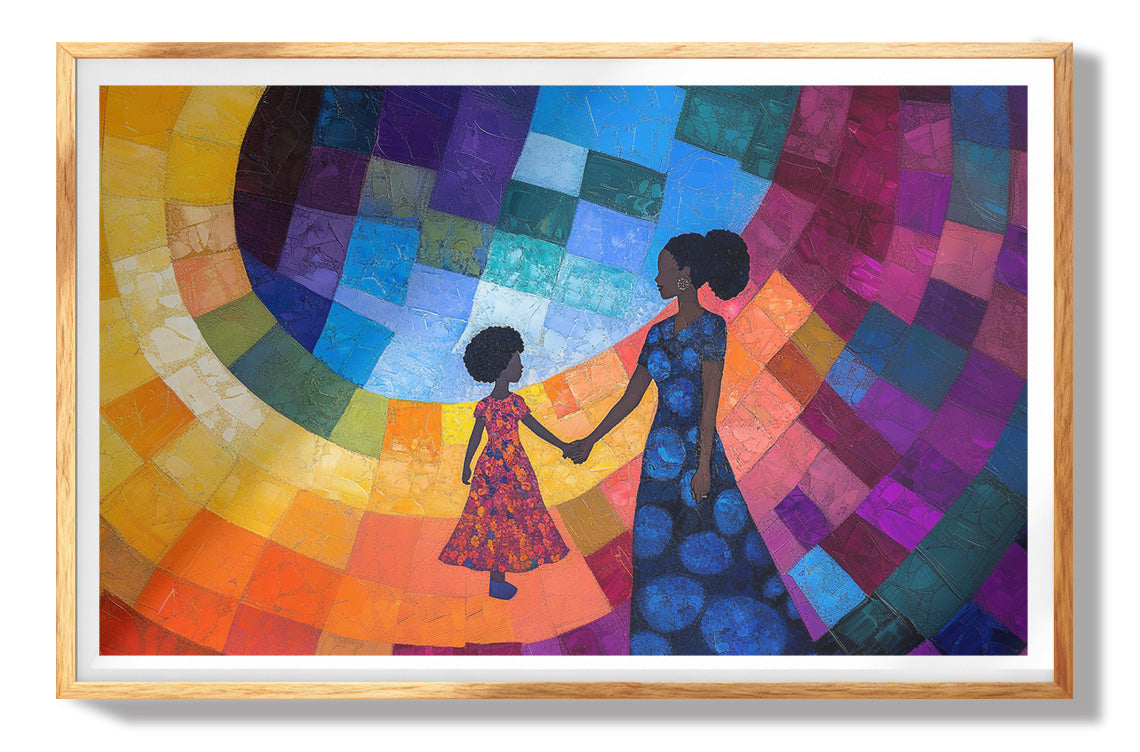 Black Mother and Child Abstract Black family wall art view 73