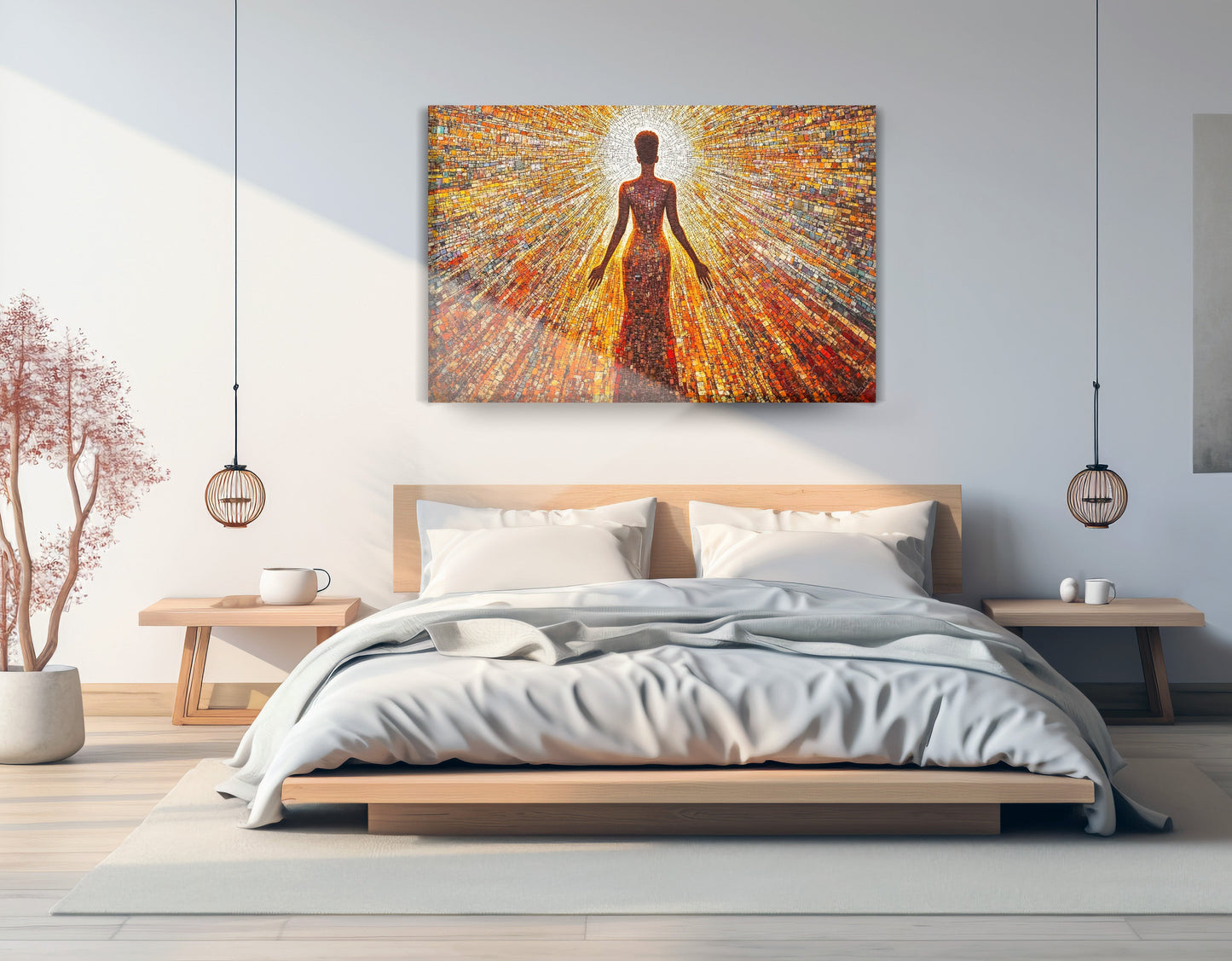 Radiant Black Woman Portrait African American wall art displayed as bedroom wall decor