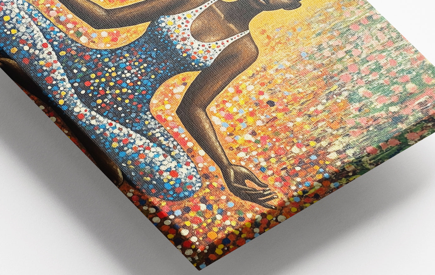Close-up of Black Woman Meditation Floral African American wall art detail
