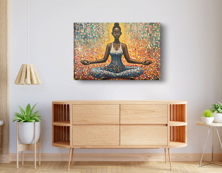 Black Woman Meditation Floral Wall Art