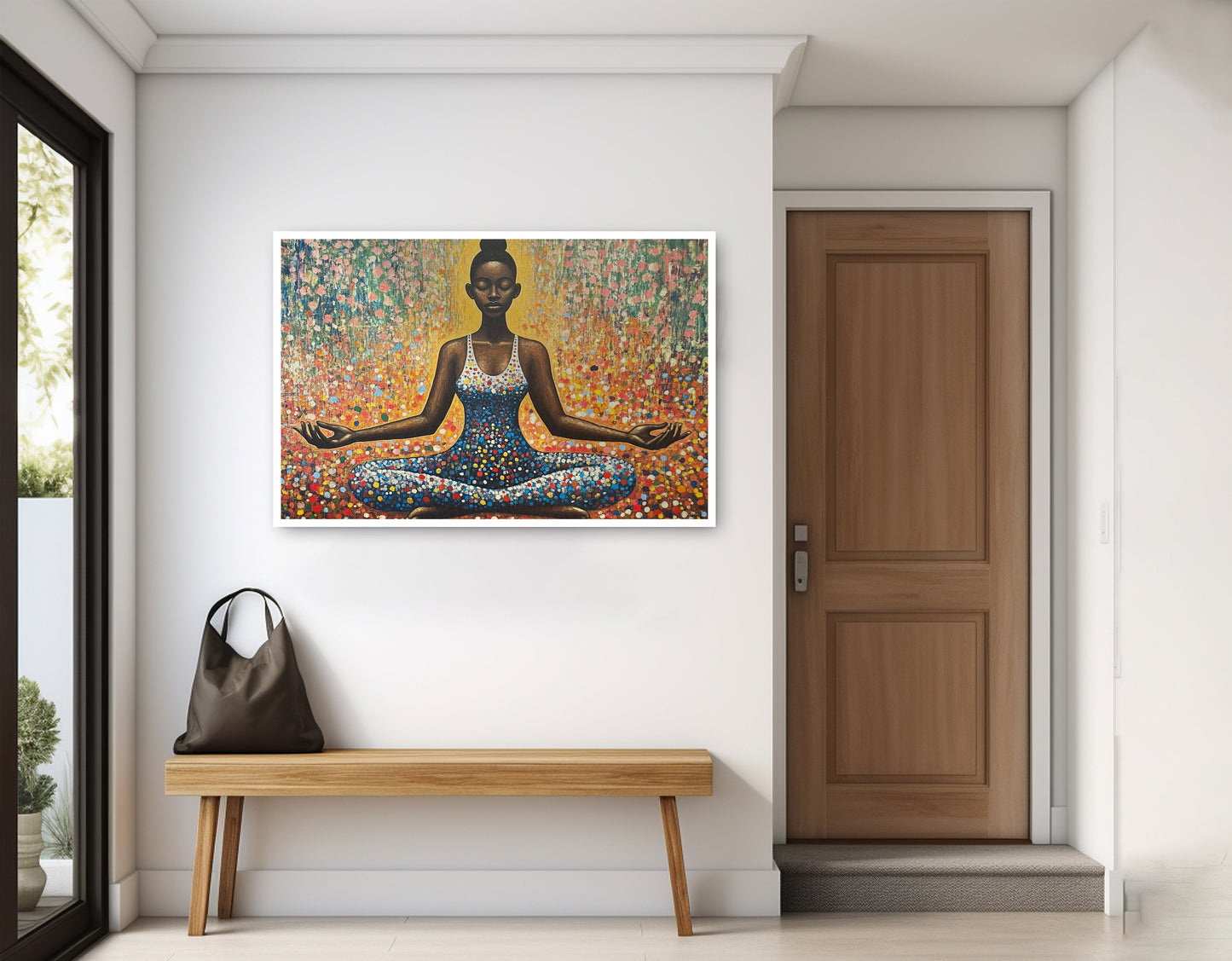 Black Woman Meditation Floral African American wall art home decor view