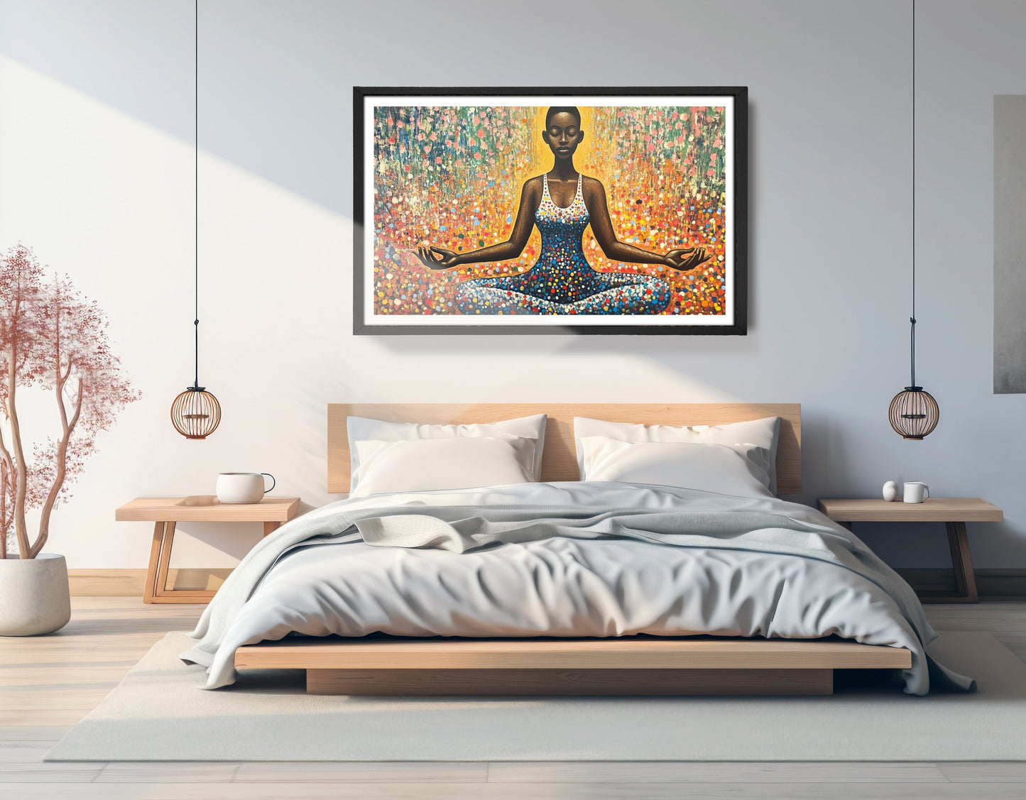 Black Woman Meditation Floral African American wall art view 69