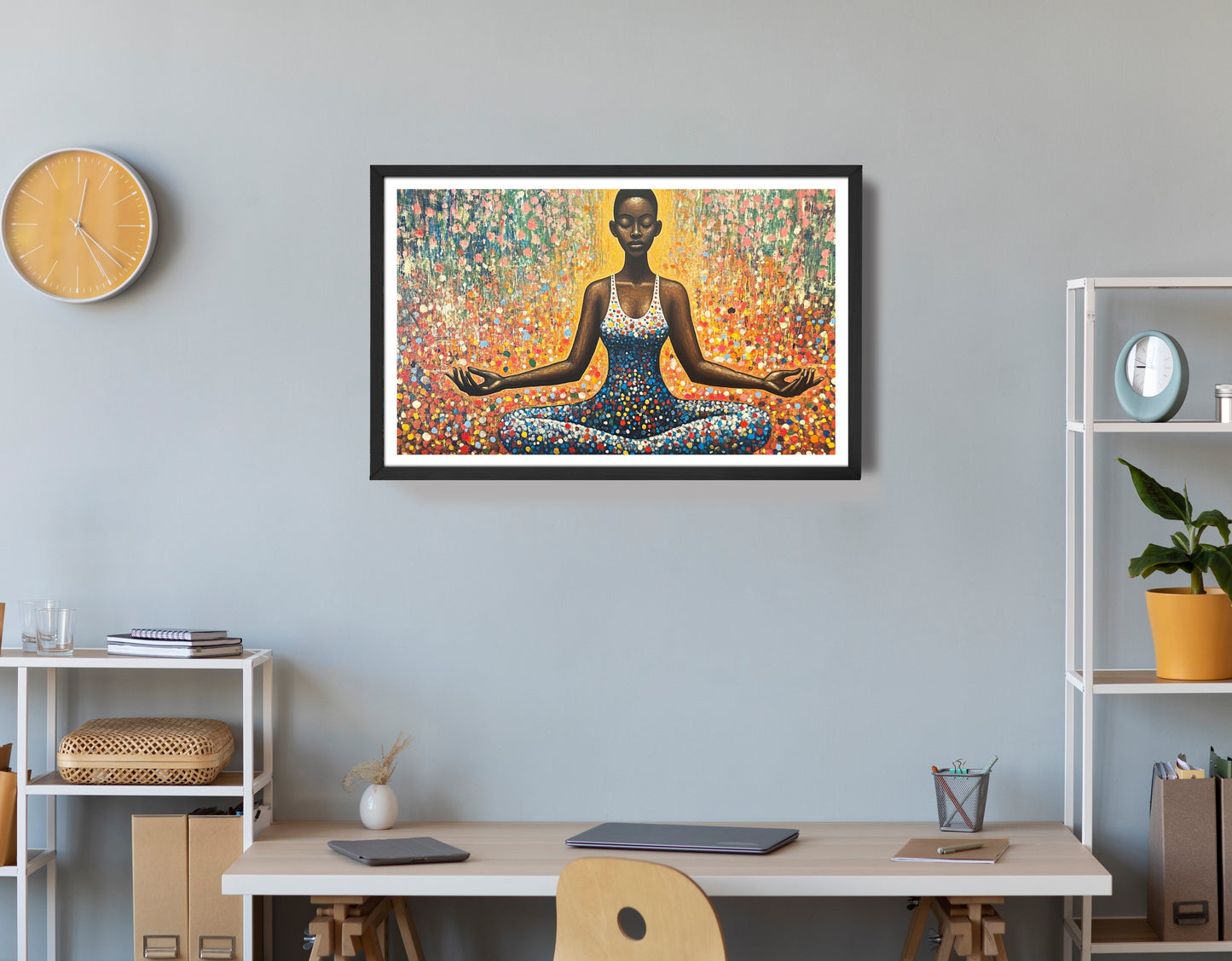 Black Woman Meditation Floral African American wall art view 72