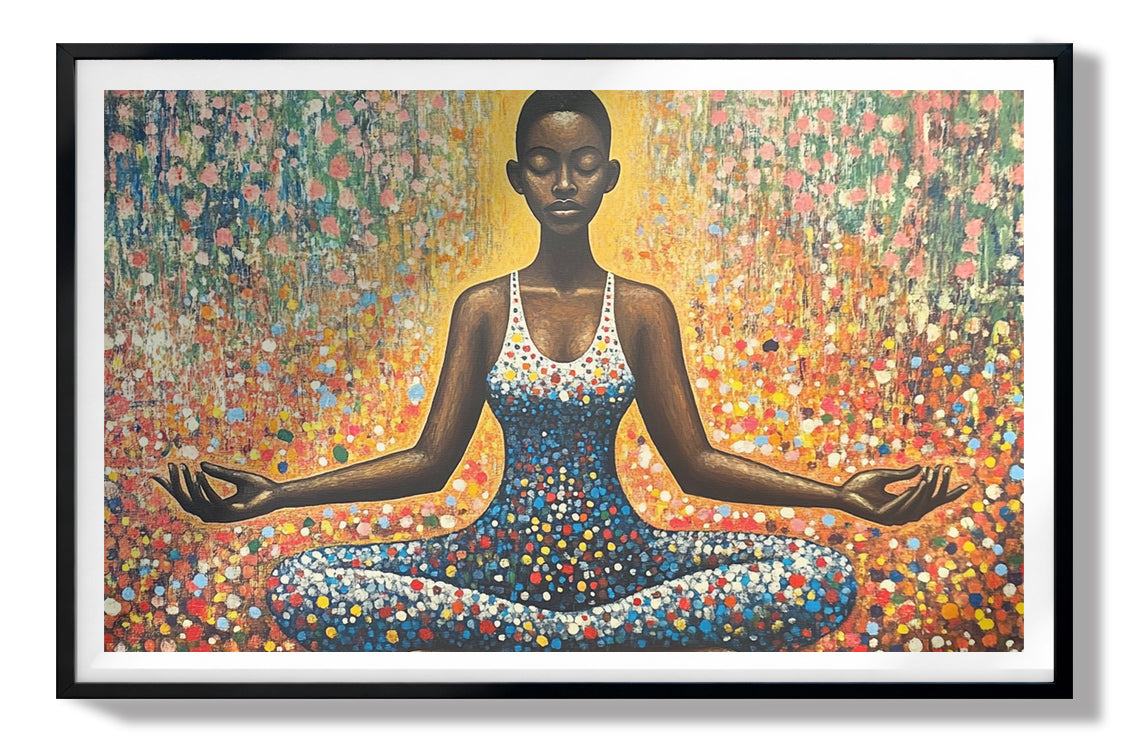 Black Woman Meditation Floral African American wall art view 67