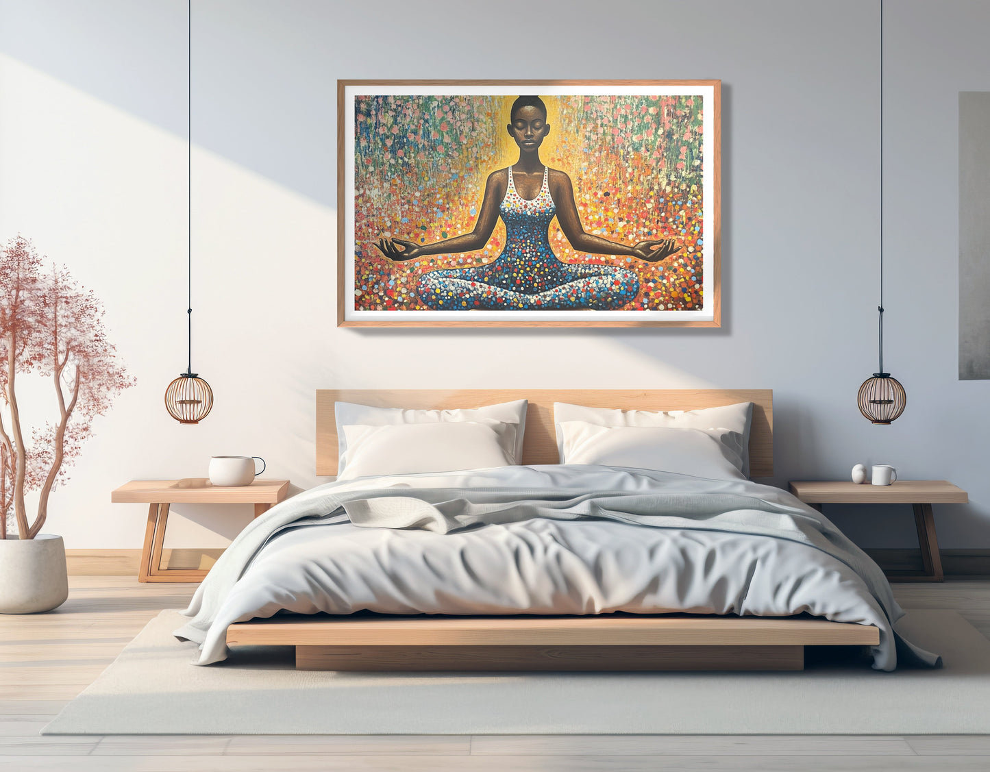 Black Woman Meditation Floral African American wall art view 81