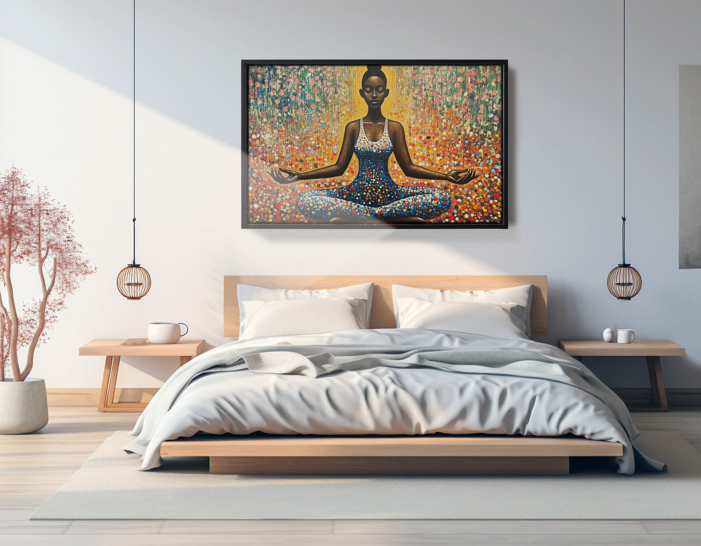 Black Woman Meditation Floral African American wall art view 27