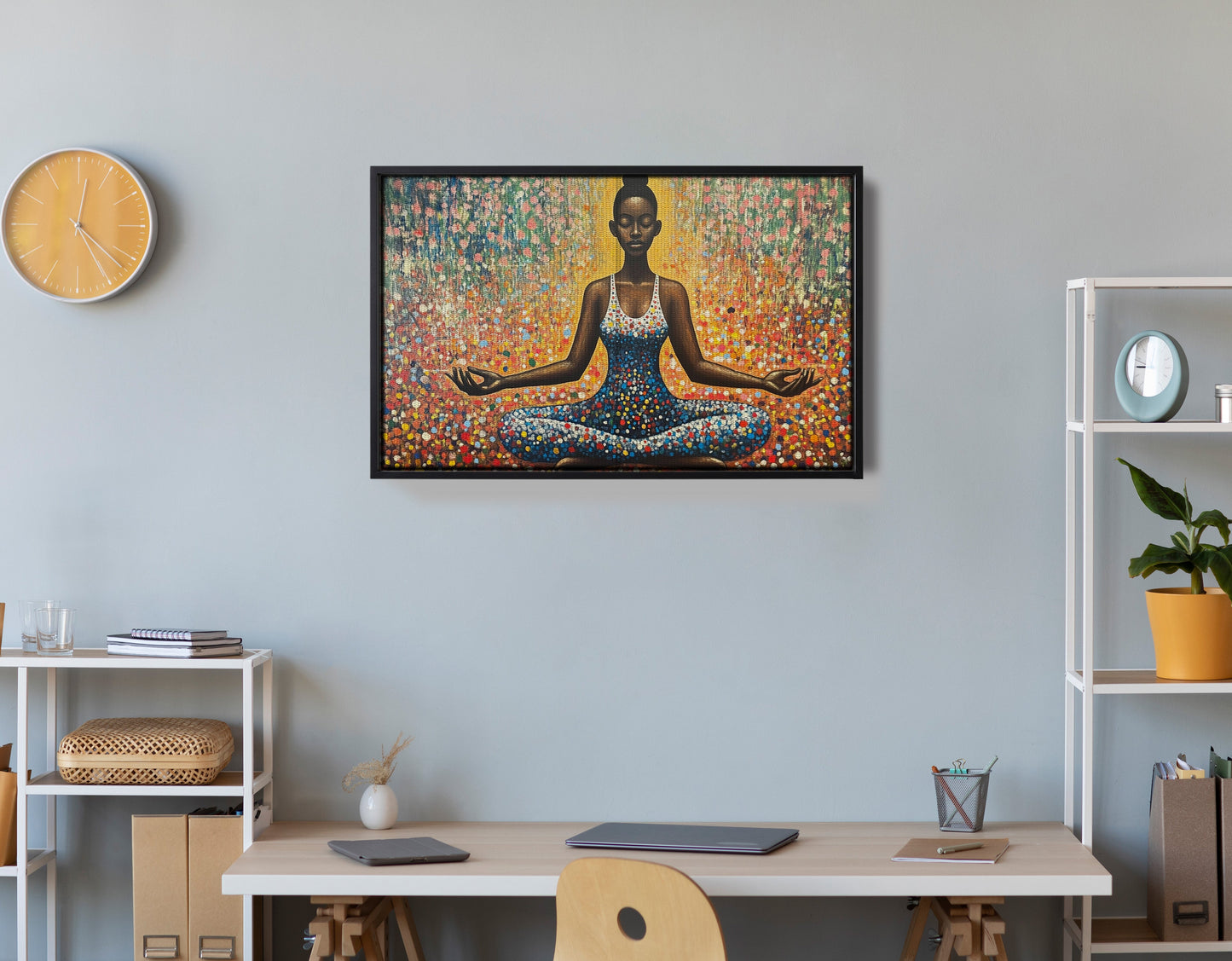 Black Woman Meditation Floral African American wall art view 30