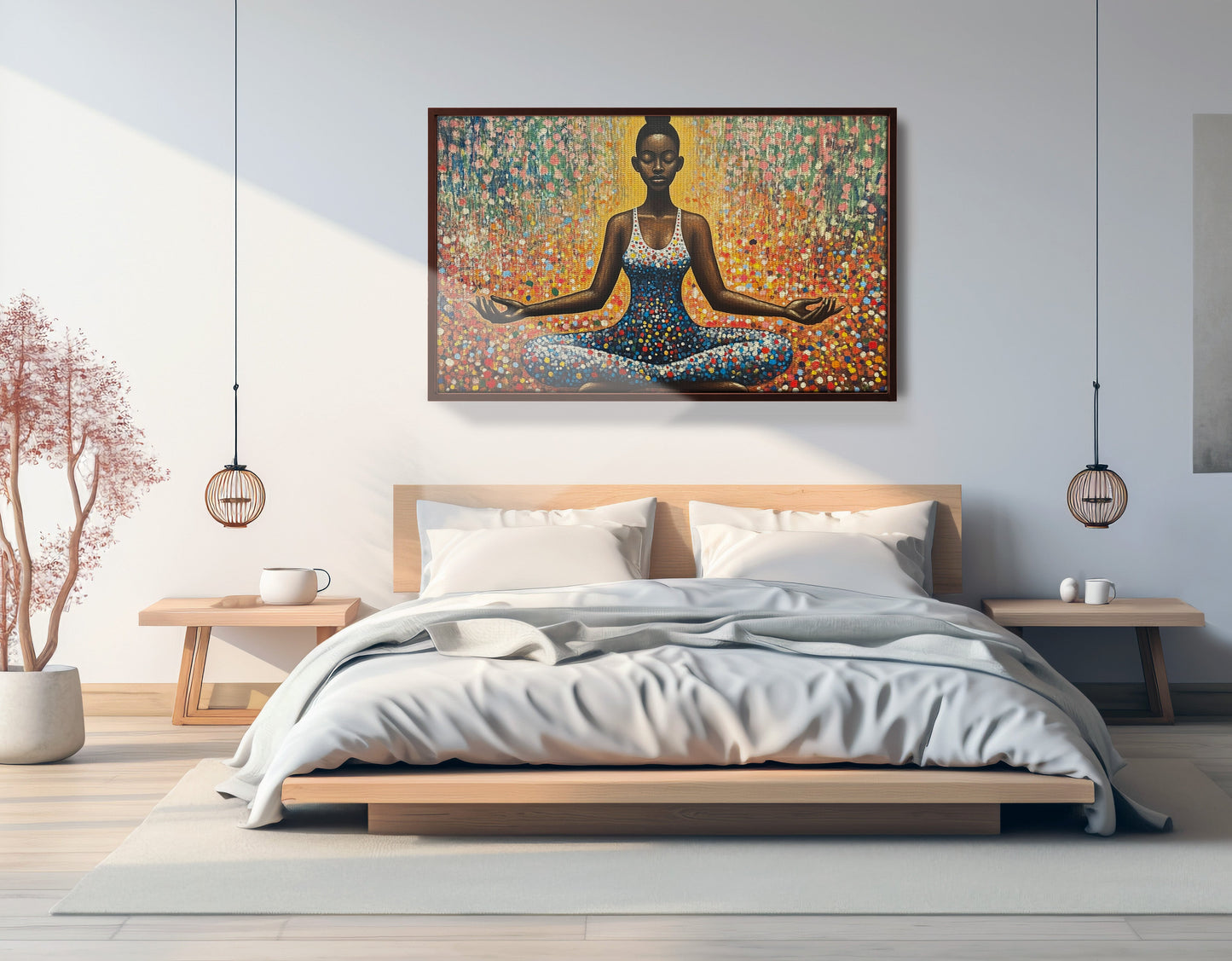 Black Woman Meditation Floral African American wall art view 33