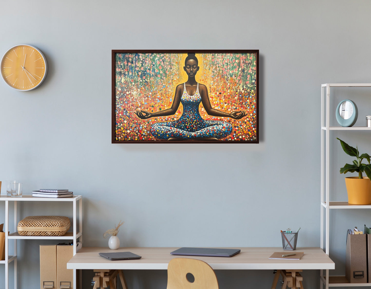Black Woman Meditation Floral African American wall art view 36