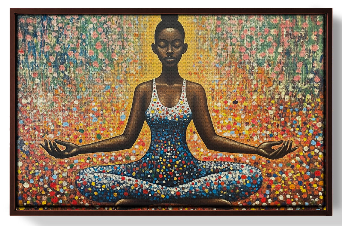 Black Woman Meditation Floral African American wall art view 31