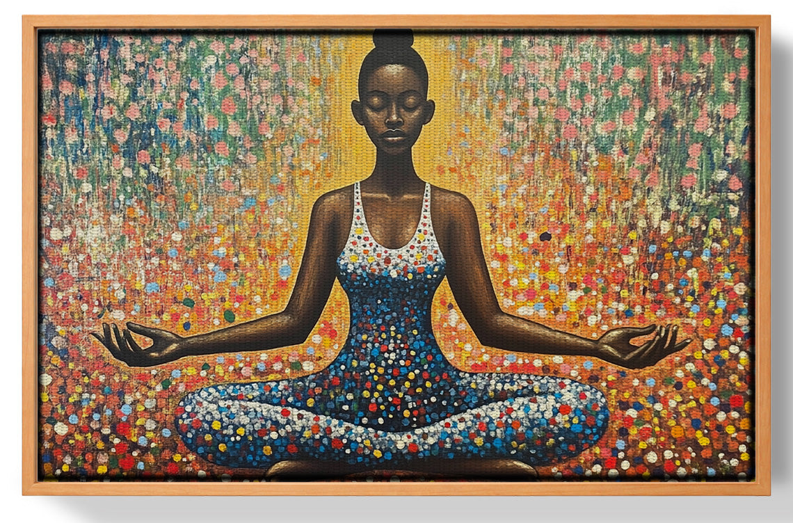 Black Woman Meditation Floral African American wall art view 43