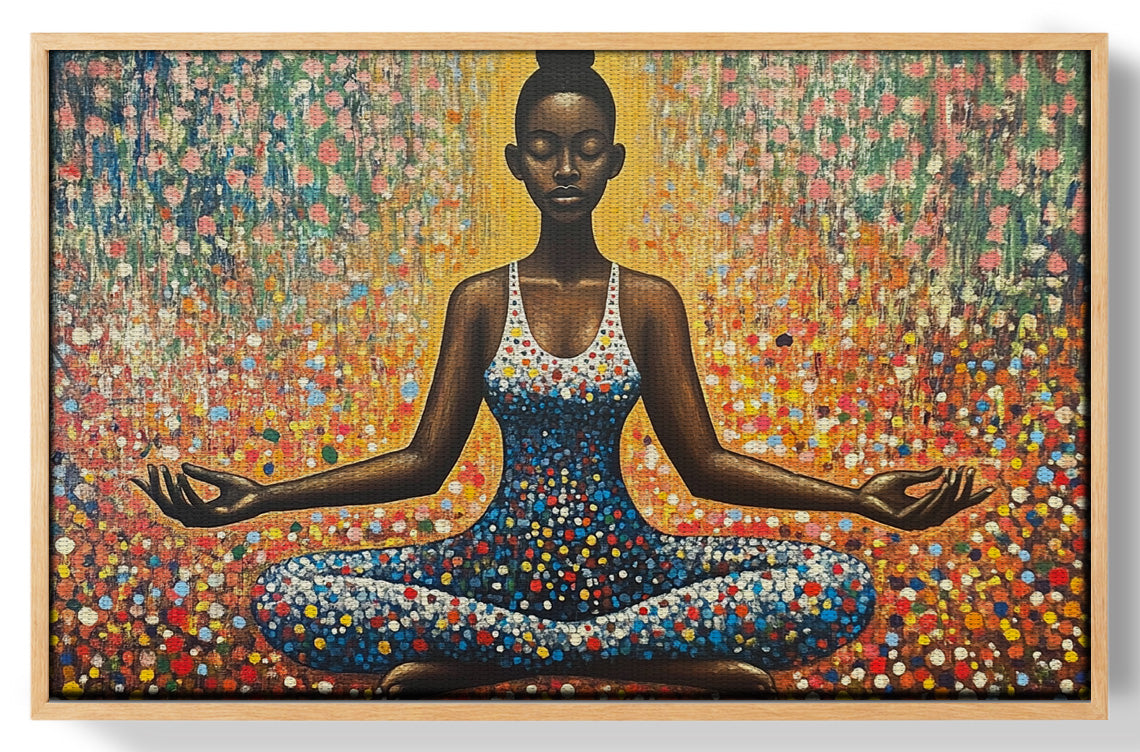 Black Woman Meditation Floral African American wall art view 49