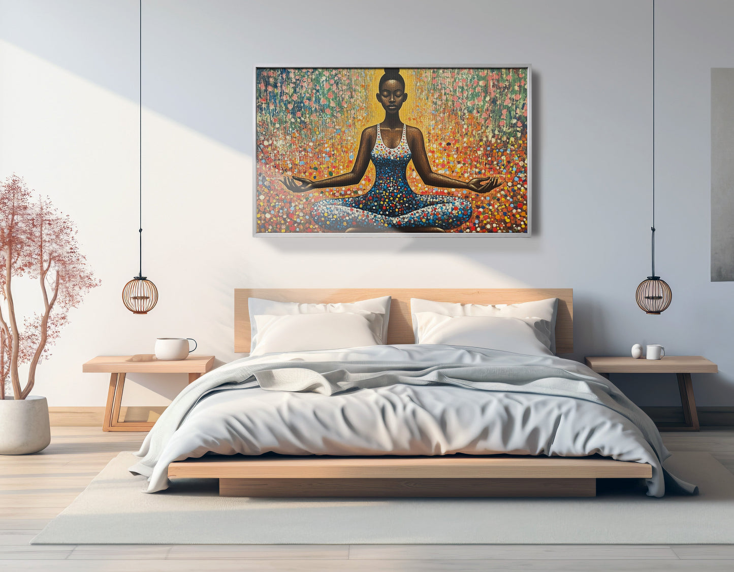 Black Woman Meditation Floral African American wall art view 57