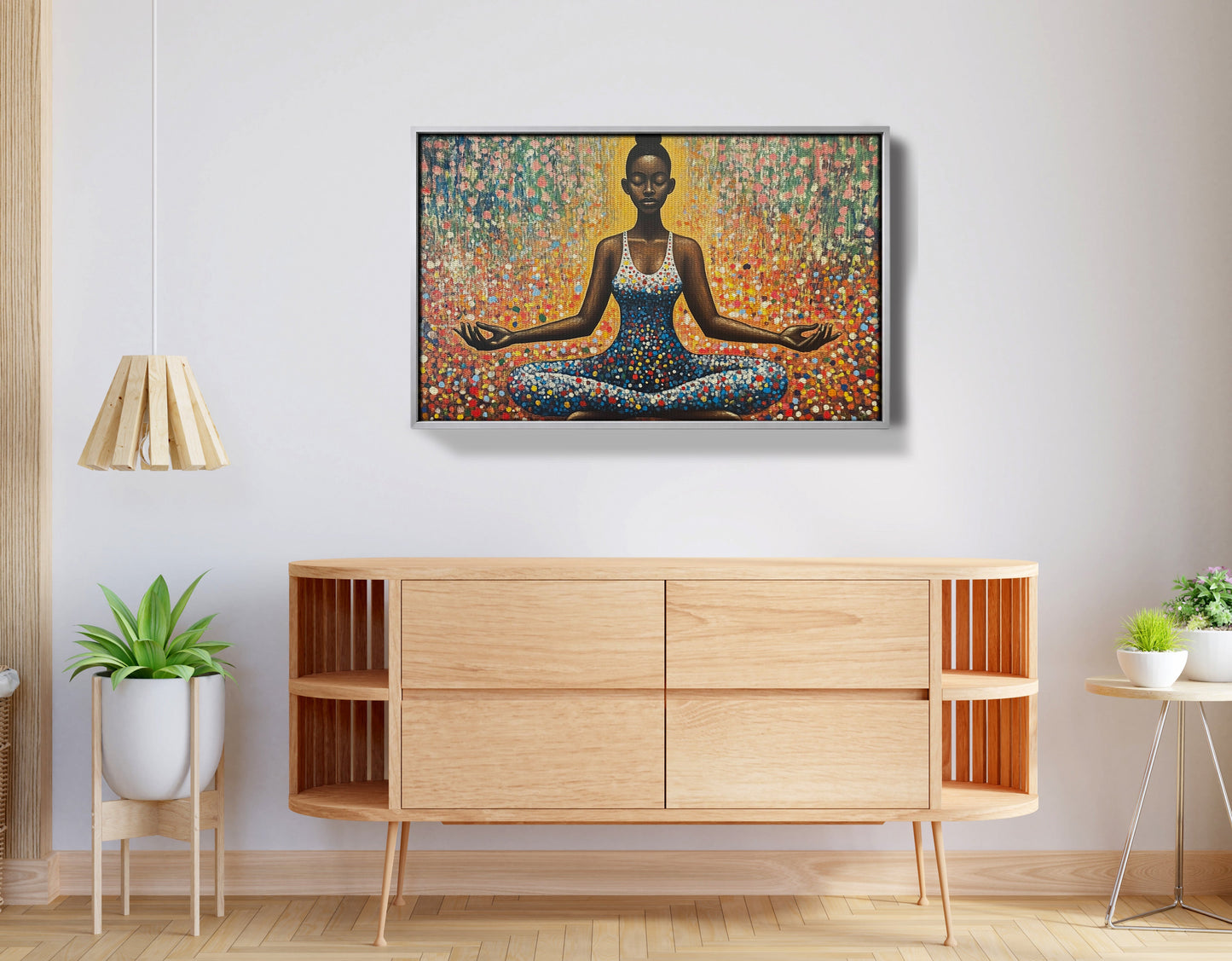 Black Woman Meditation Floral African American wall art view 56