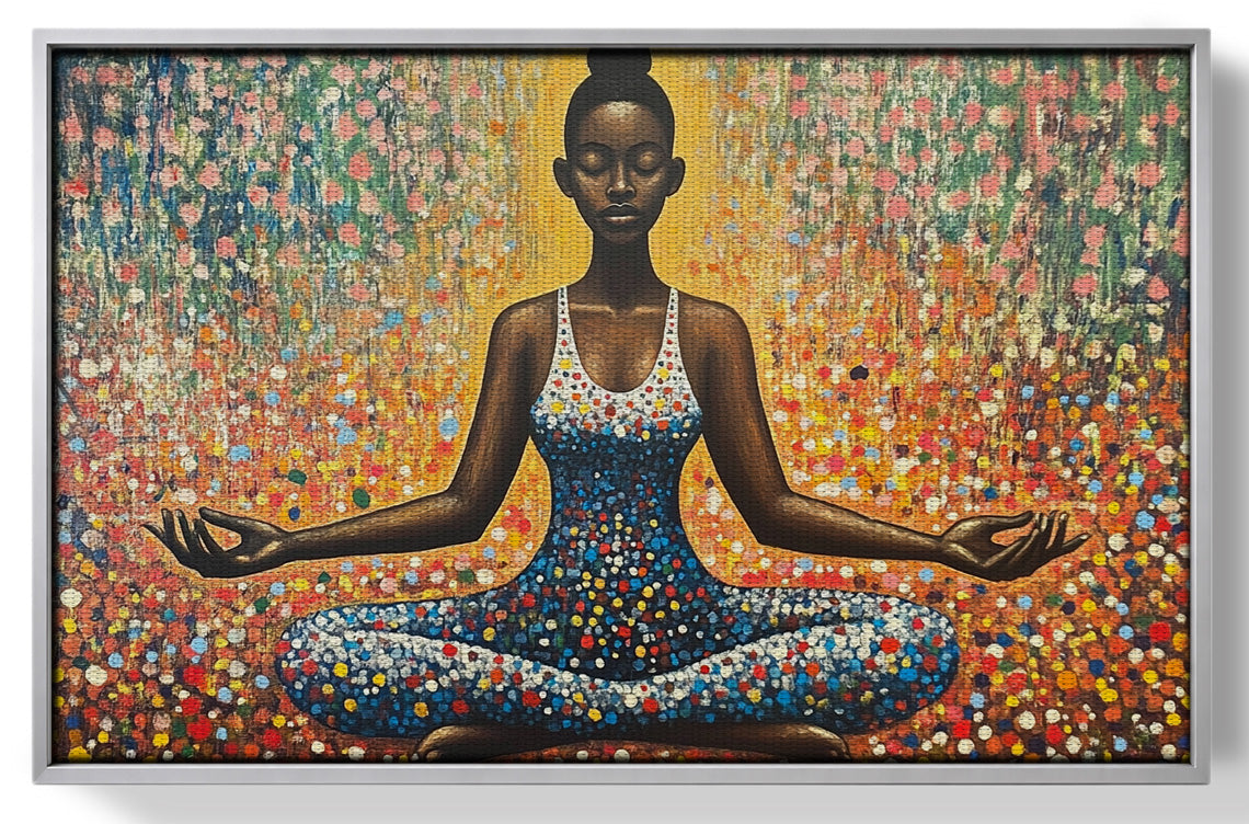 Black Woman Meditation Floral African American wall art view 55
