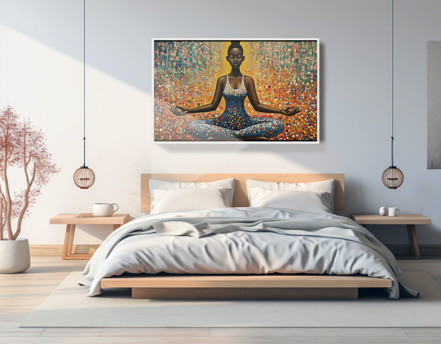 Black Woman Meditation Floral African American wall art view 63