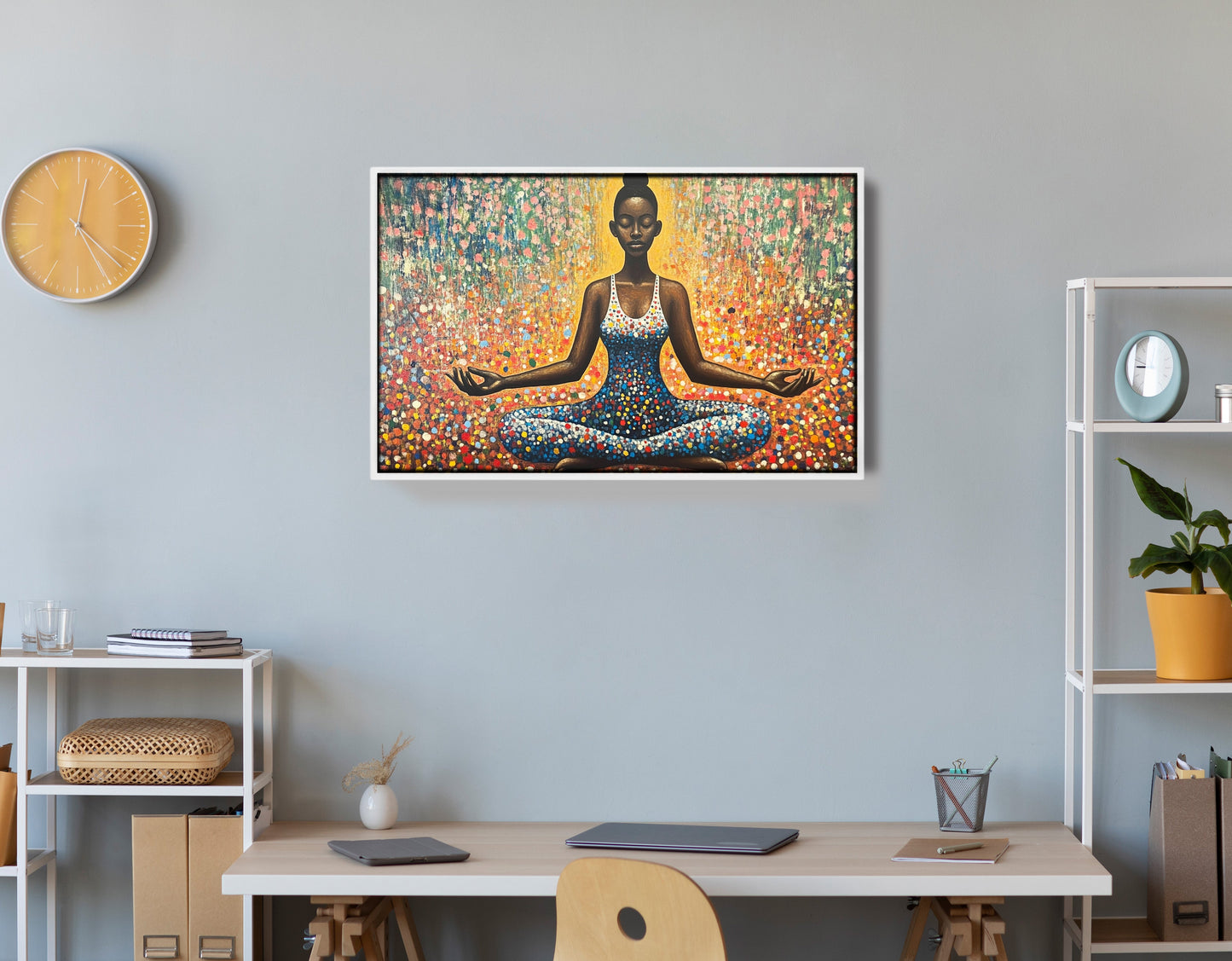 Black Woman Meditation Floral African American wall art view 66