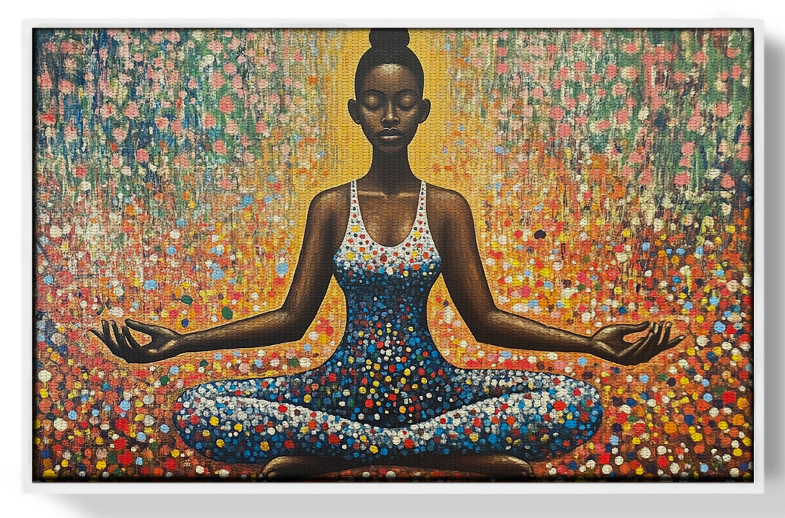 Black Woman Meditation Floral African American wall art view 61