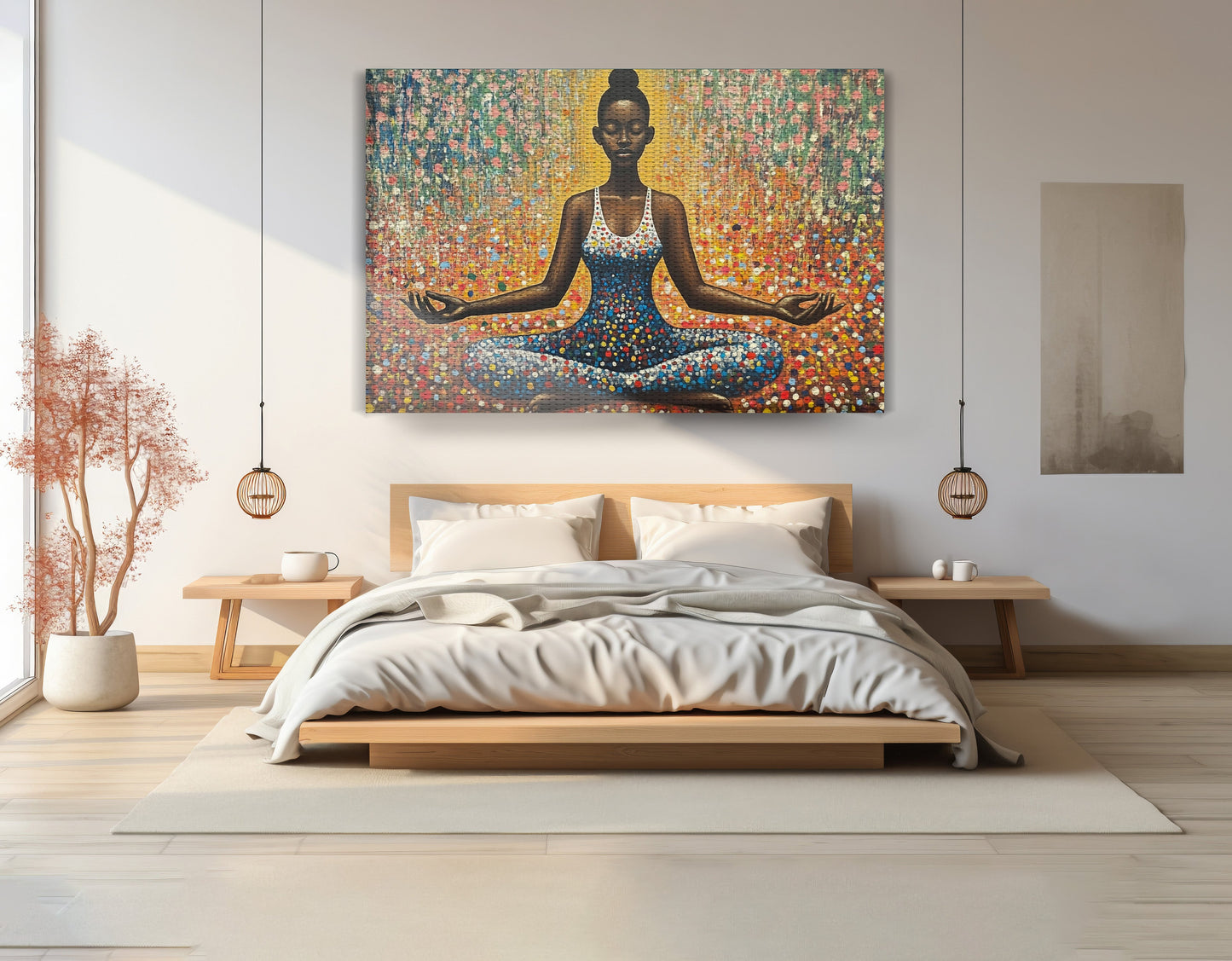 Black Woman Meditation Floral African American wall art view 15