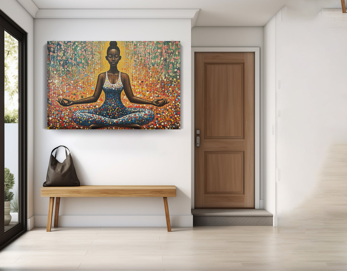 Black Woman Meditation Floral African American wall art view 17