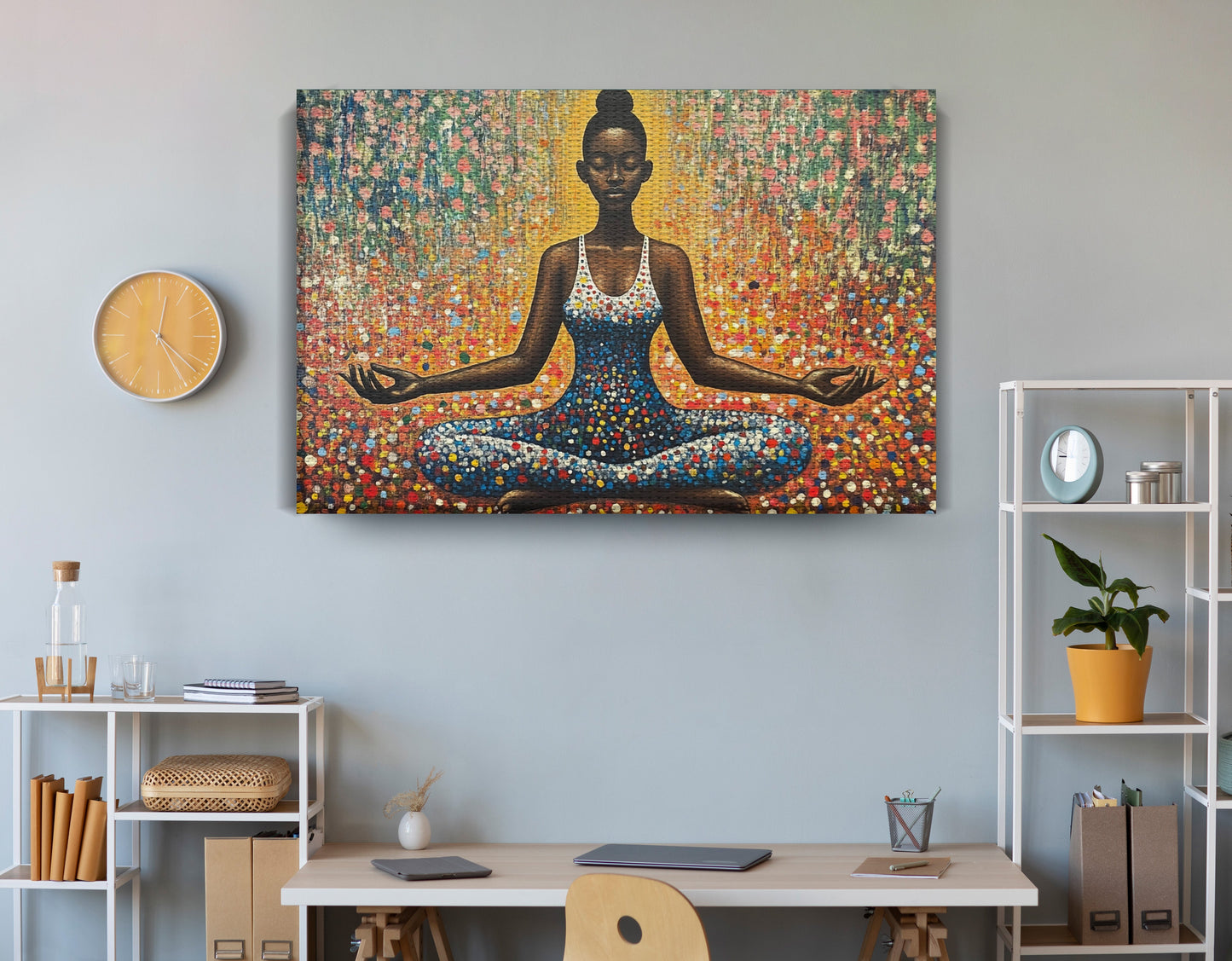 Black Woman Meditation Floral African American wall art view 18