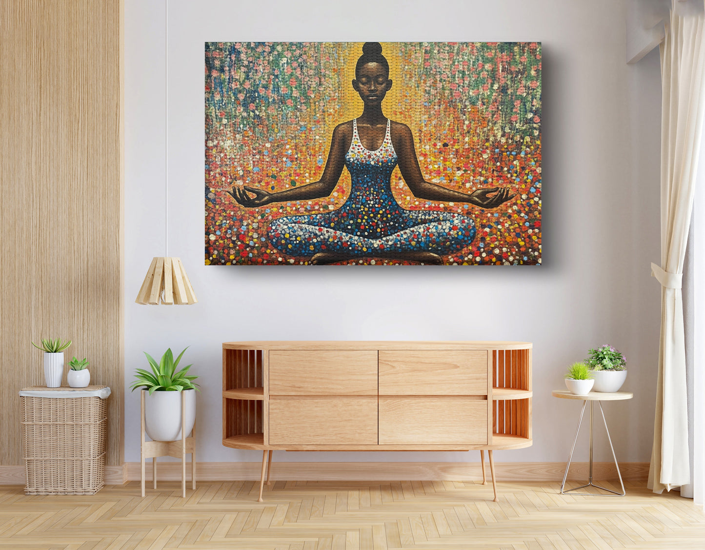 Black Woman Meditation Floral African American wall art view 14