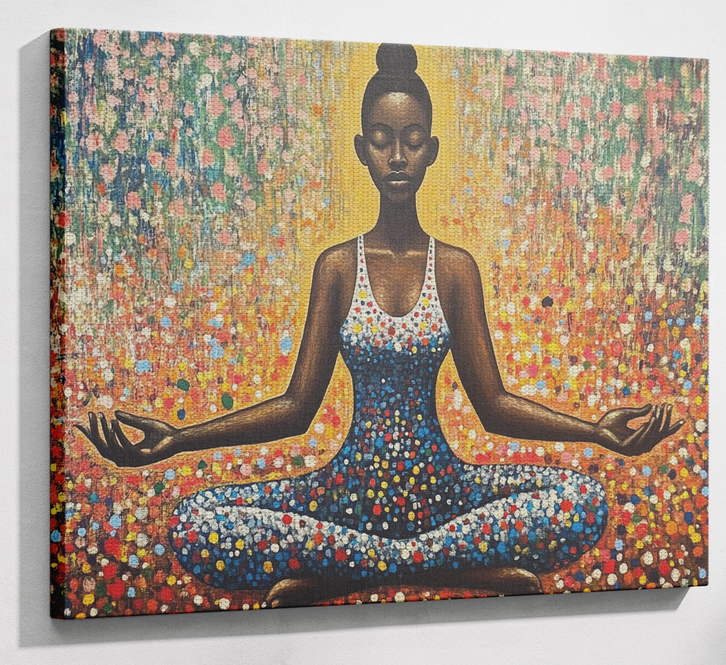Black Woman Meditation Floral African American wall art view 13