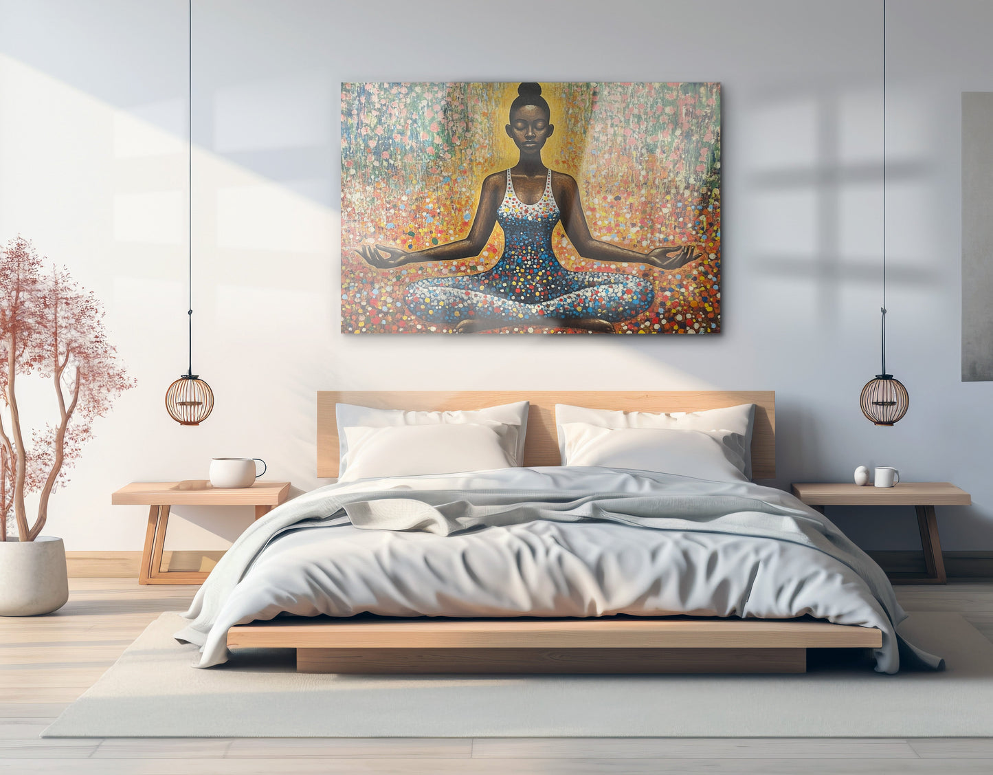 Black Woman Meditation Floral African American wall art view 21