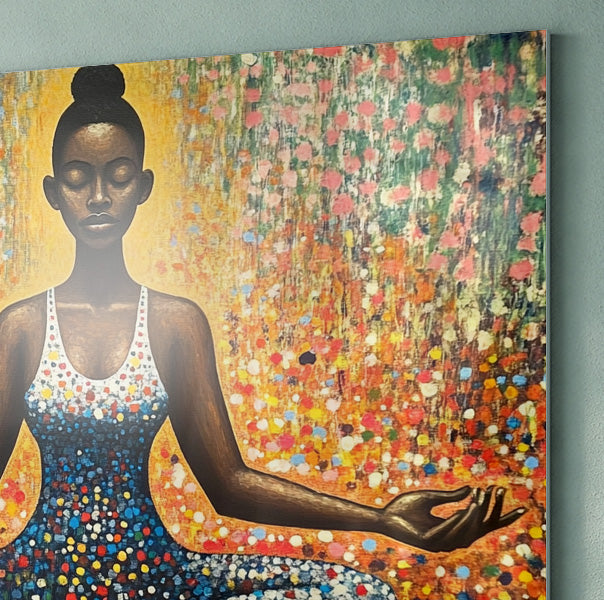 Black Woman Meditation Floral African American wall art view 22