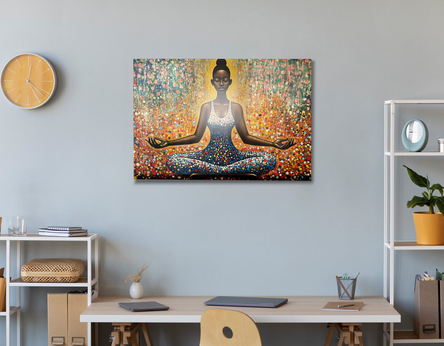 Black Woman Meditation Floral African American wall art view 24